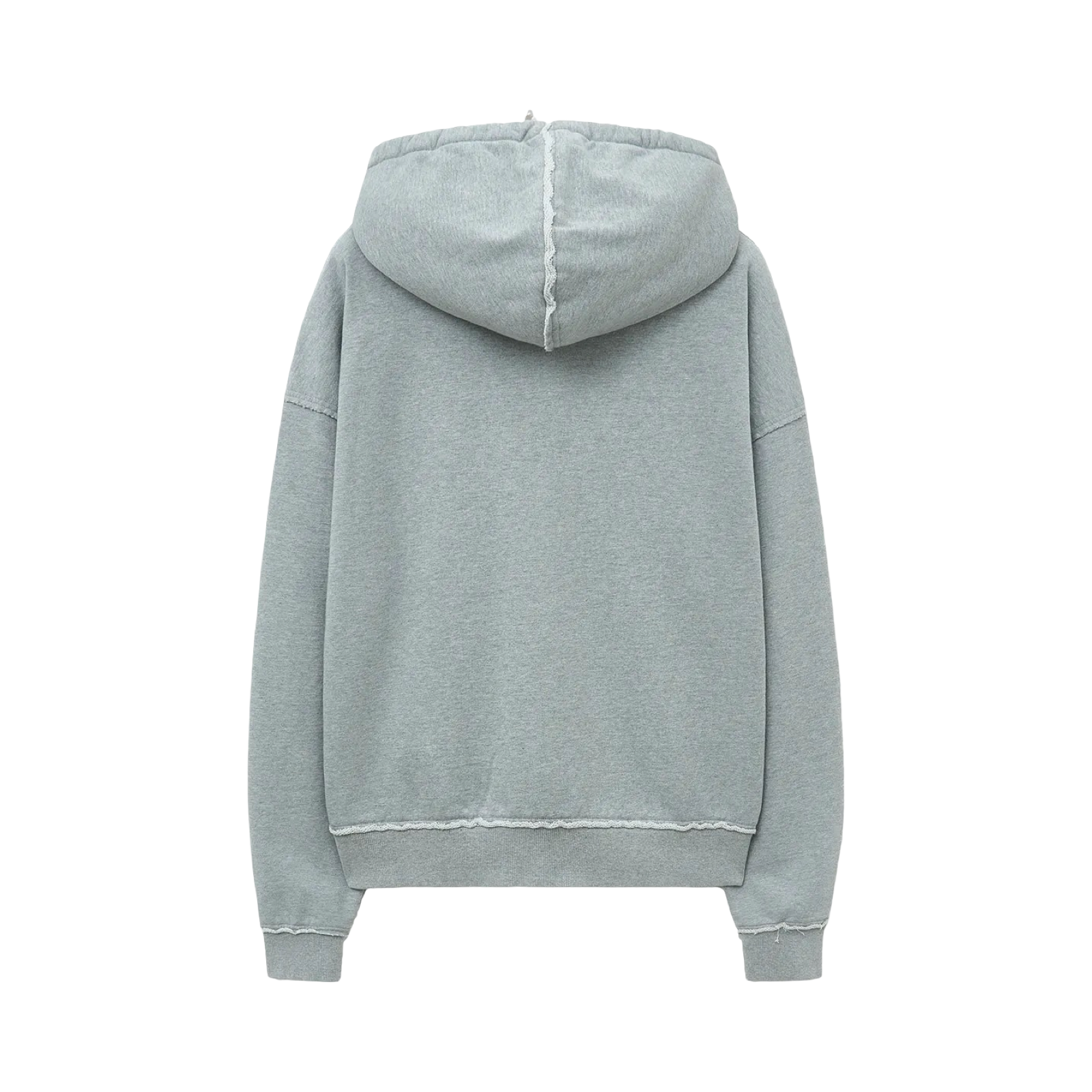 Matin Kim Raw Cut Applique Hoodie Zip Up Grey