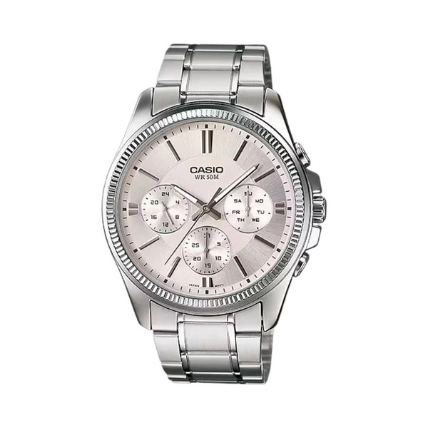 Men's Casio MTP1375D-7A White Face Steel Band Watch