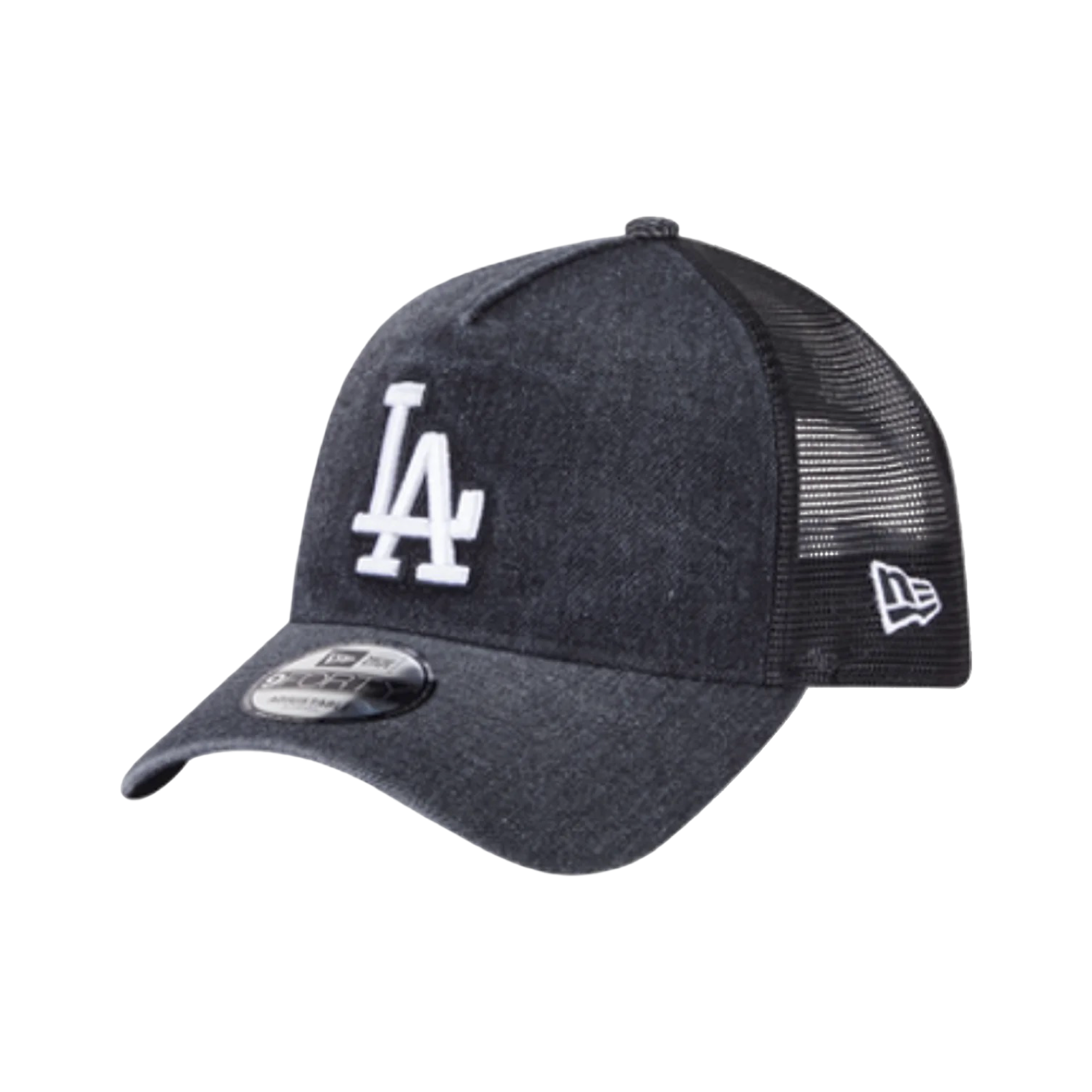 New Era 940 Trucker Washed Denim Snapback Los Angeles Dosgers Black Cap