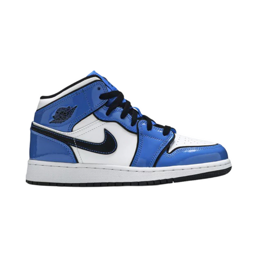 Air Jordan 1 Mid GS Signal Blue White Black