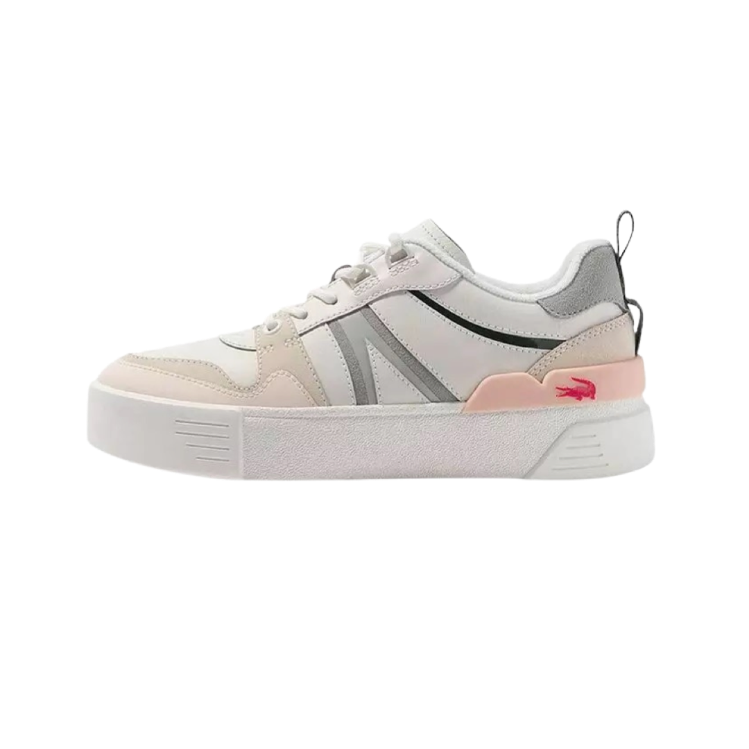 Women's Lacoste L002 White Grey Pink Sneakers