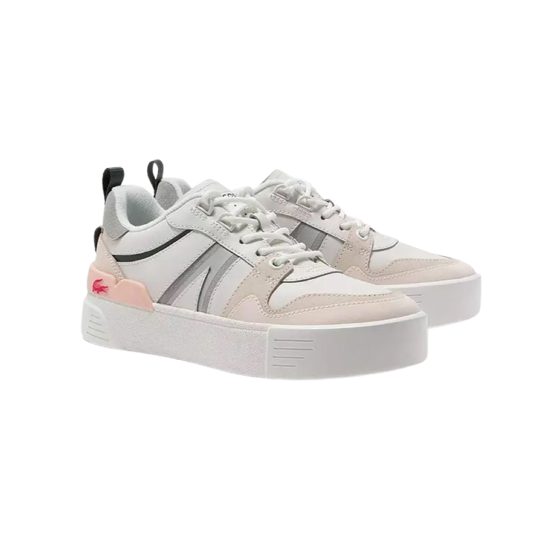 Women's Lacoste L002 White Grey Pink Sneakers