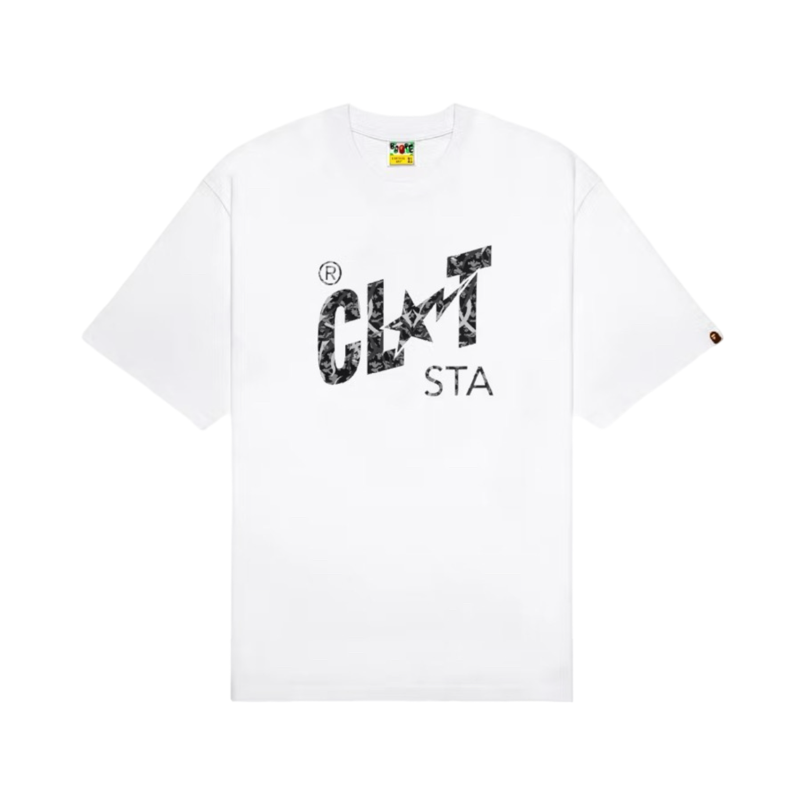 A Bathing Ape x CLOT Camo STA Logo Relaxed SS25 Tee White