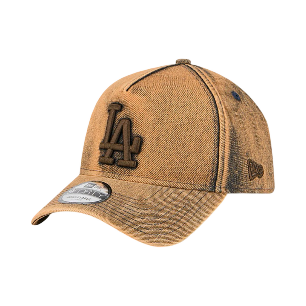 New Era 9Forty A-Frame Overwash Denim Los Angeles Bronze Gold Snapback Cap
