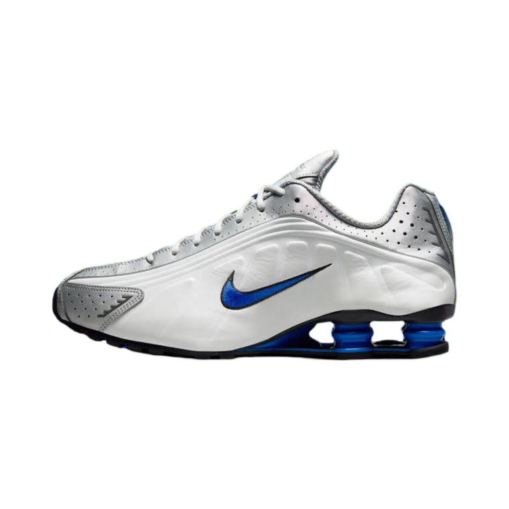 Nike Shox R4 White Metallic Silver Royal Blue