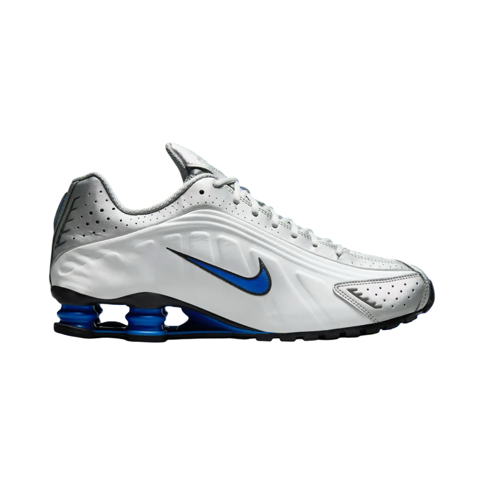 Nike Shox R4 White Metallic Silver Royal Blue
