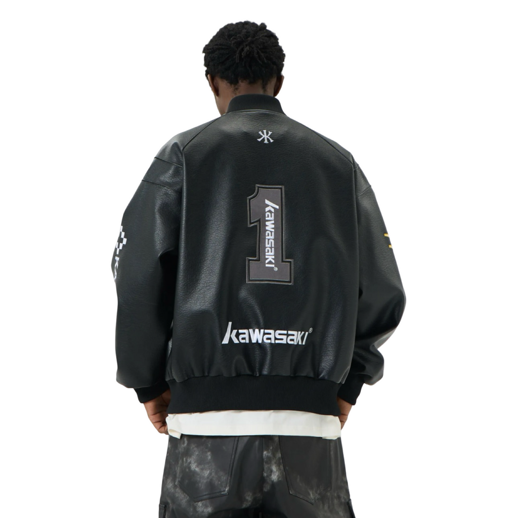 Kawasaki Impactful Biker Jacket Black White