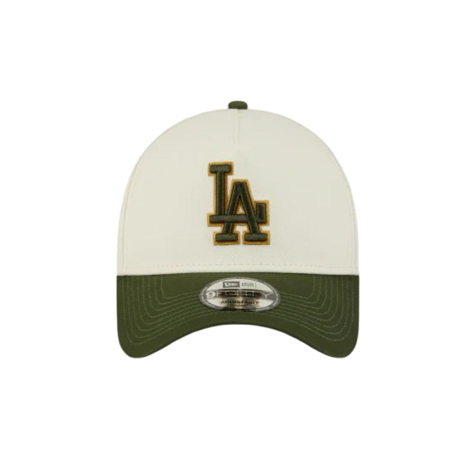 New Era 9Forty A-Frame Metallic Script Los Angeles Dodgers White Gold Green Snapback Cap