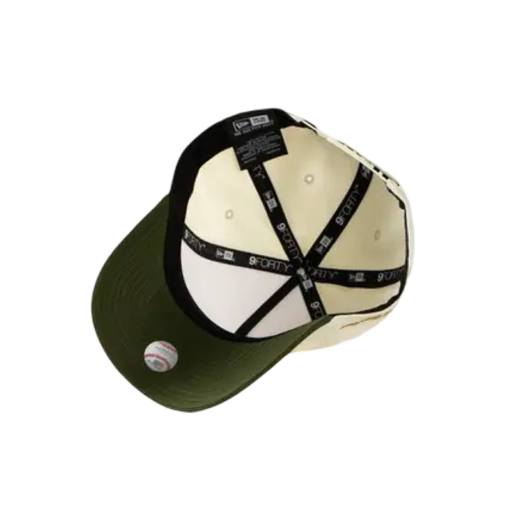 New Era 9Forty A-Frame Metallic Script New York Yankees White Gold Green Snapback Cap