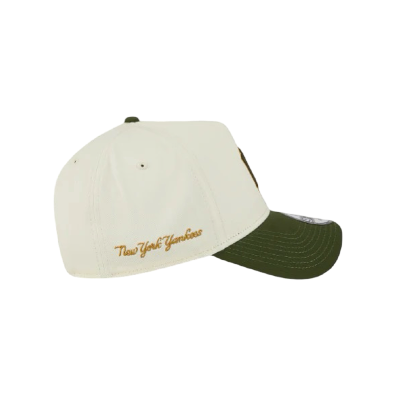 New Era 9Forty A-Frame Metallic Script New York Yankees White Gold Green Snapback Cap