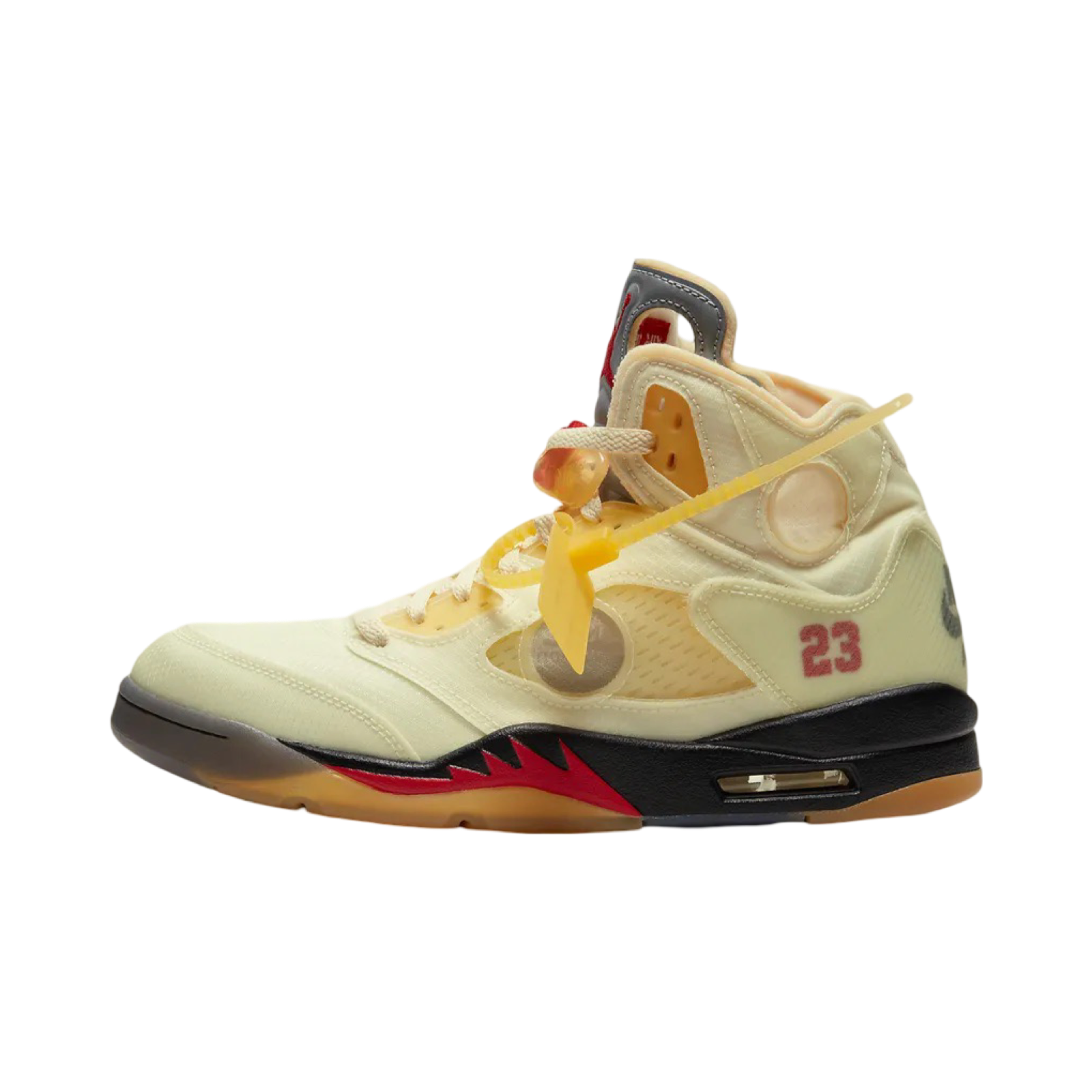 Off-White x Air Jordan 5 Retro SP Sail Muslin Fire Red Black