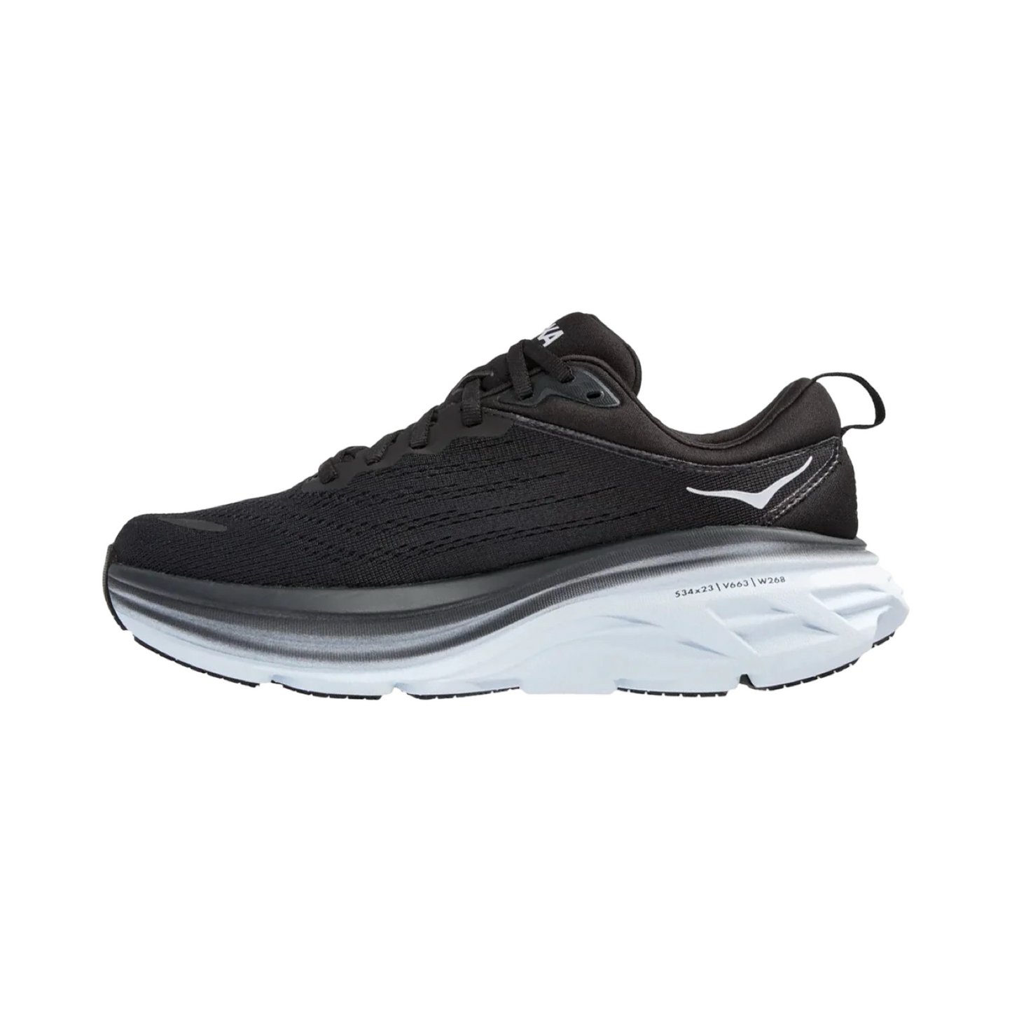 Women's Hoka Bondi 8 D Width Black White