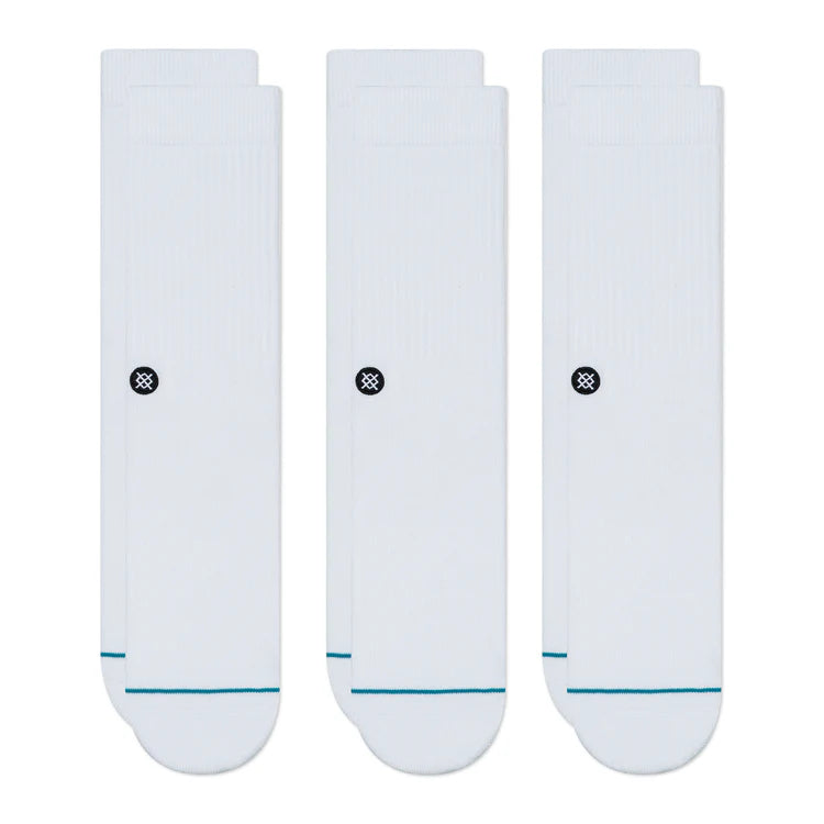 Stance Icon Mid Socks 3 Pack White White