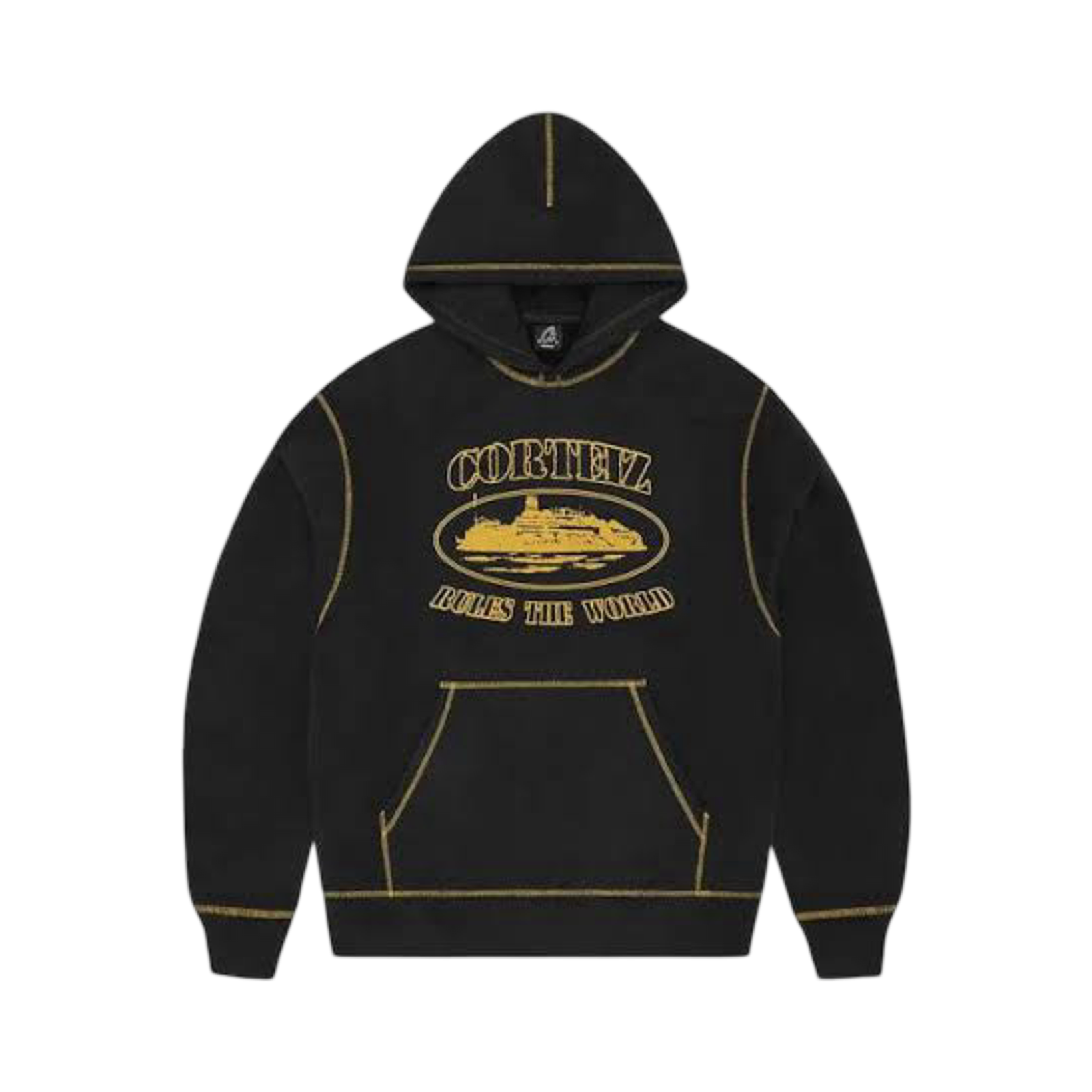Corteiz Alcatraz Contrast Hoodie Black Yellow
