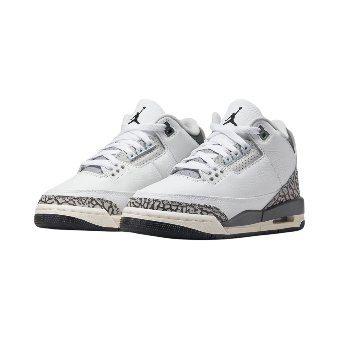 Air Jordan 3 (GS) Hide and Seek White Black Iron Light Ash Grey Cement Grey