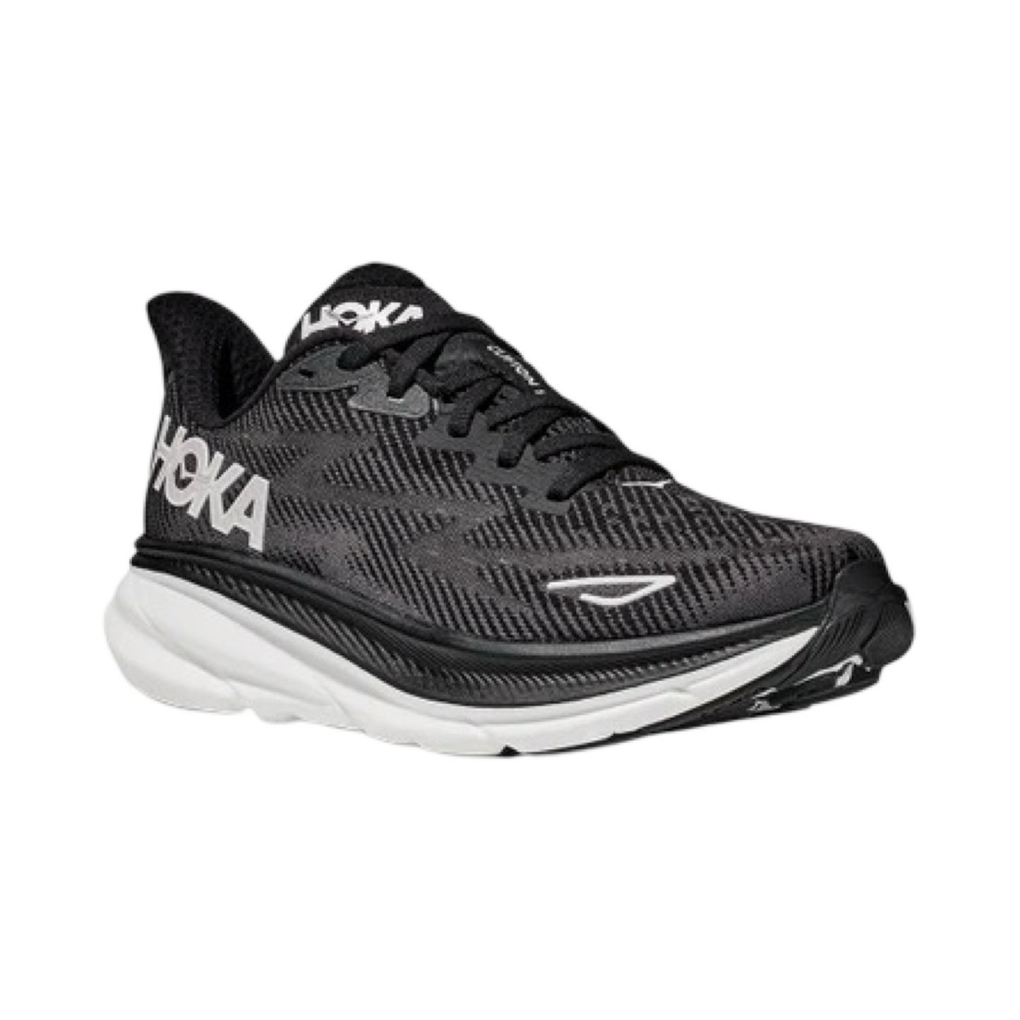 Men's Hoka Clifton 9 D Width Black White