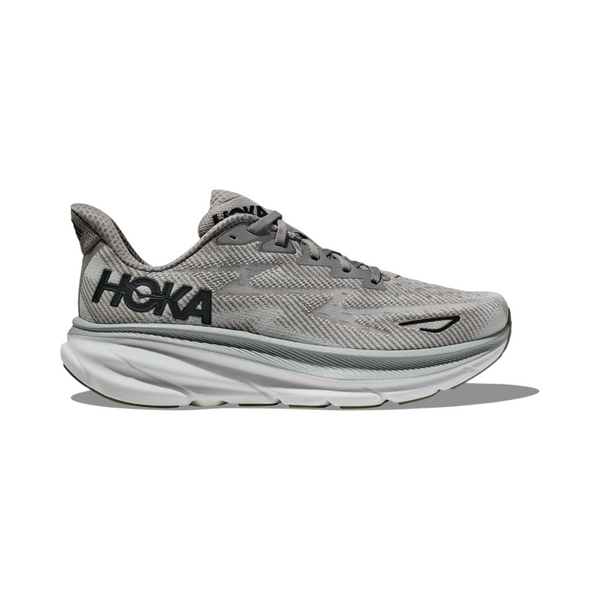 Men's Hoka Clifton 9 D Width Harbor Mist Grey Black White