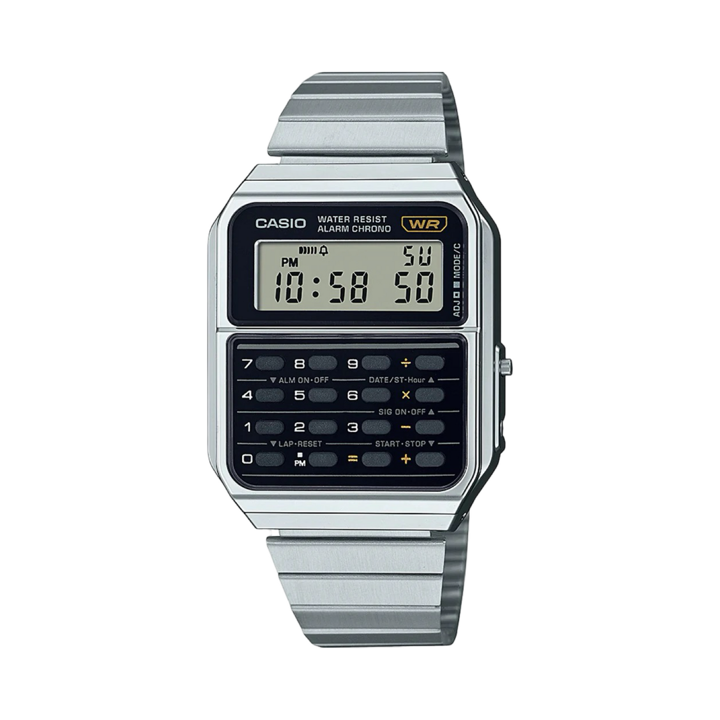 Men's Casio Digital Calculator CA500WE-1A Silver Black Watch