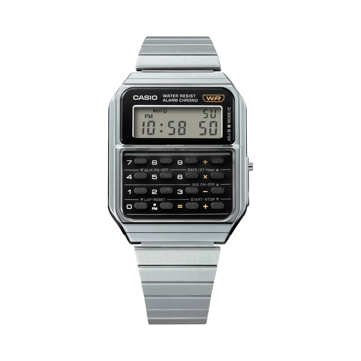 Men's Casio Digital Calculator CA500WE-1A Silver Black Watch