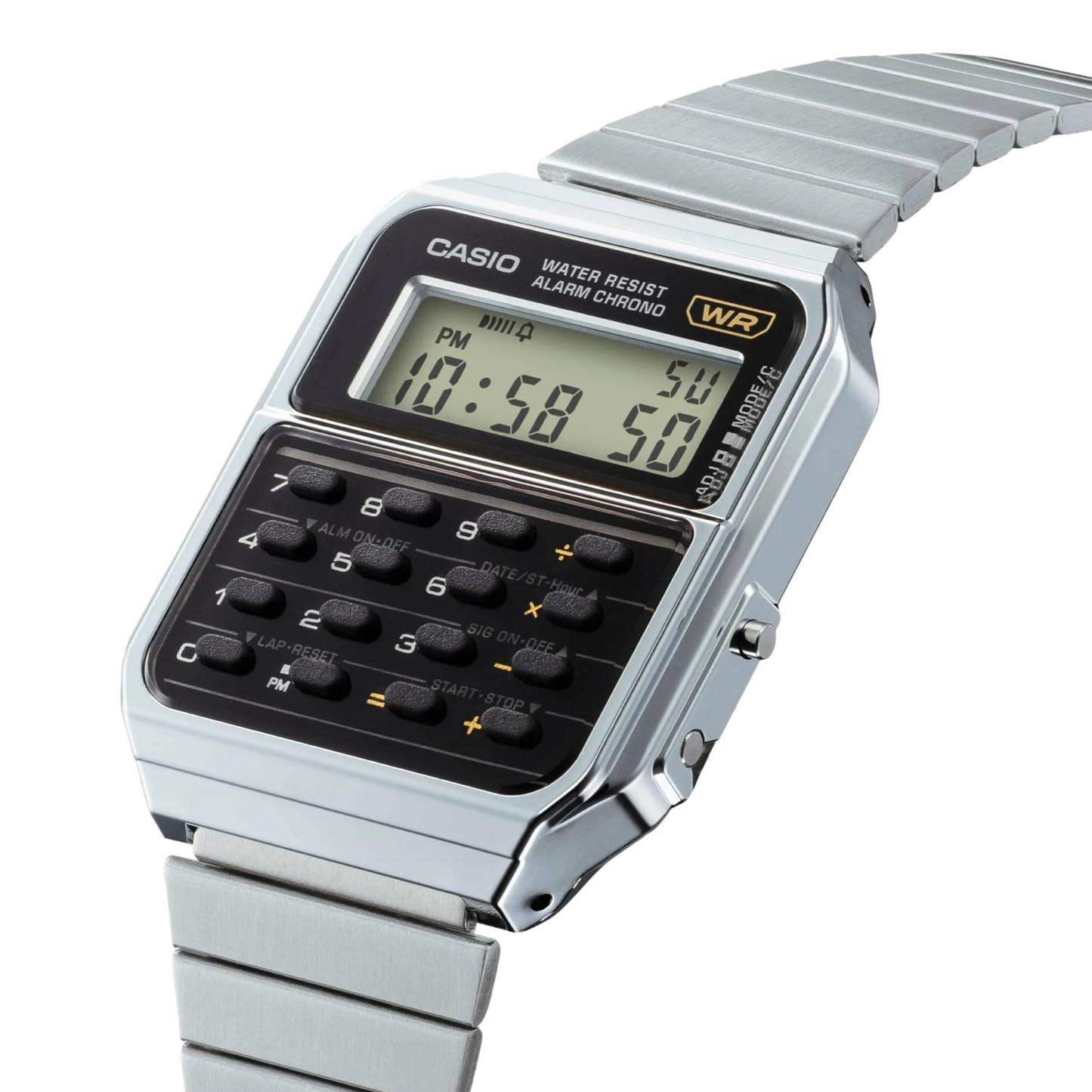 Men's Casio Digital Calculator CA500WE-1A Silver Black Watch