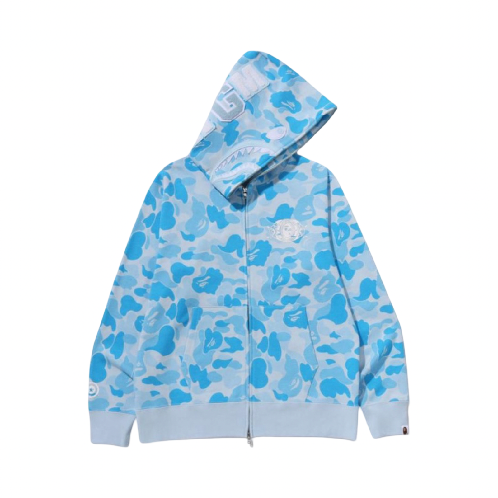 A Bathing Ape SS26 Shark Full Zip Hoodie Blue Camo
