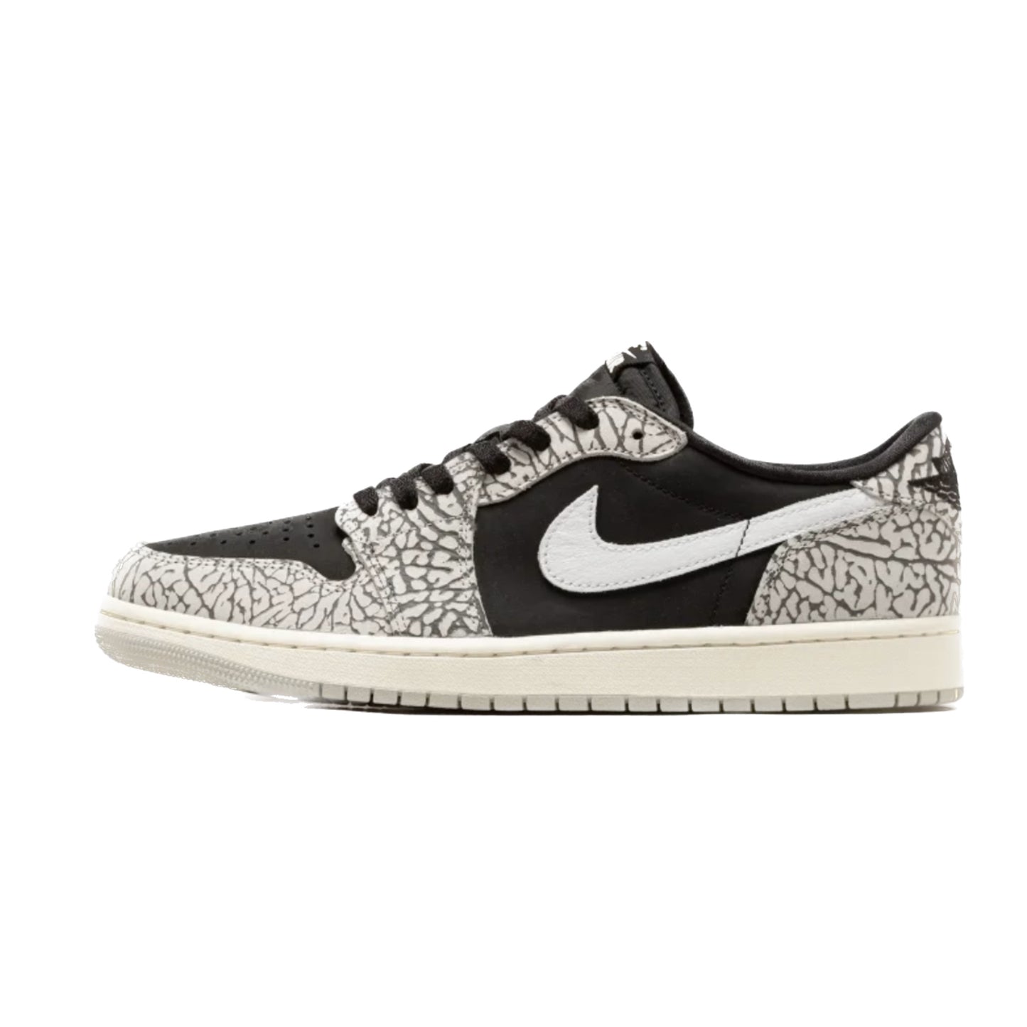 Air Jordan 1 Retro Low OG Black Cement Black Muslin Tech Grey White Sail