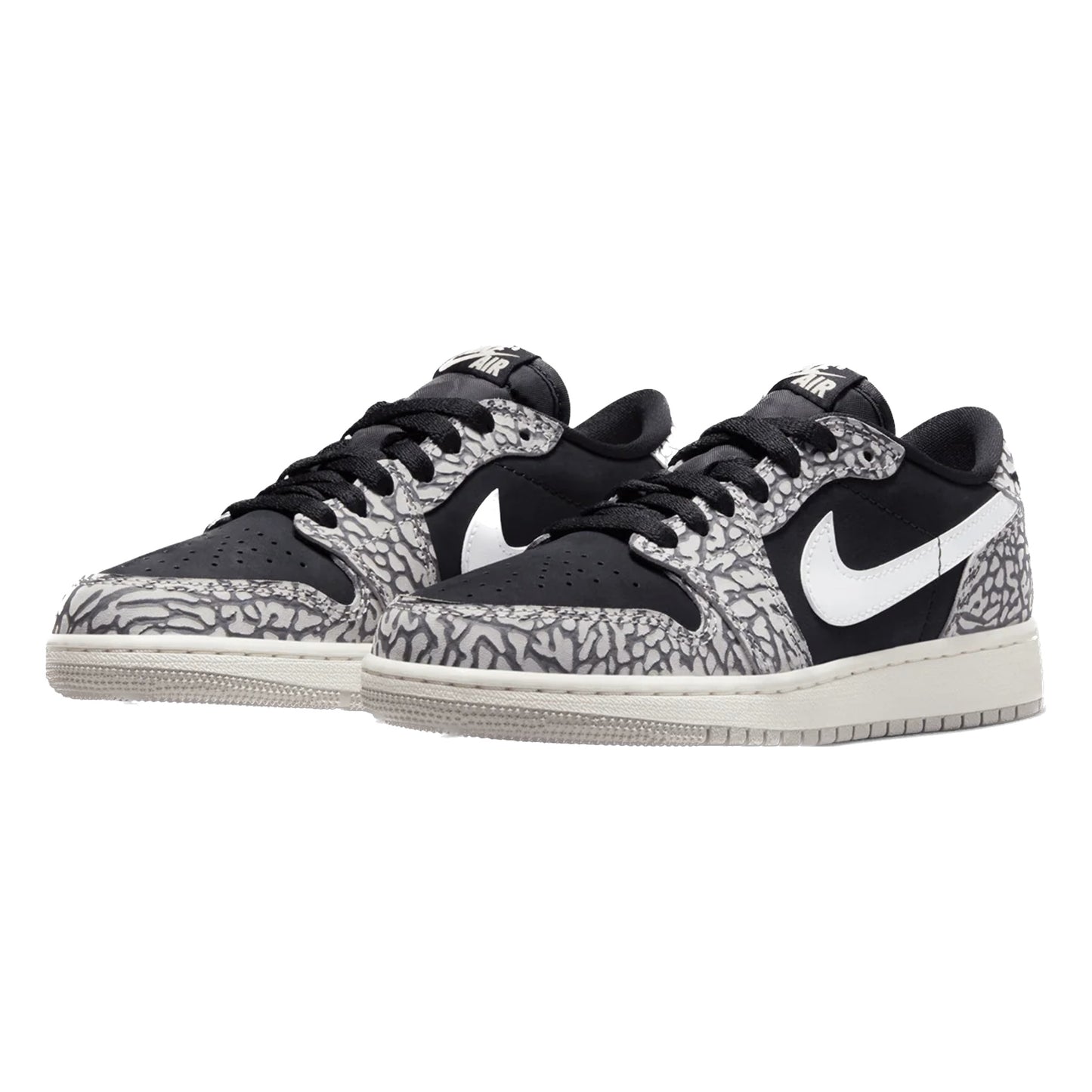 Air Jordan 1 Retro Low OG (GS) Black Cement Black Muslin Tech Grey White Sail