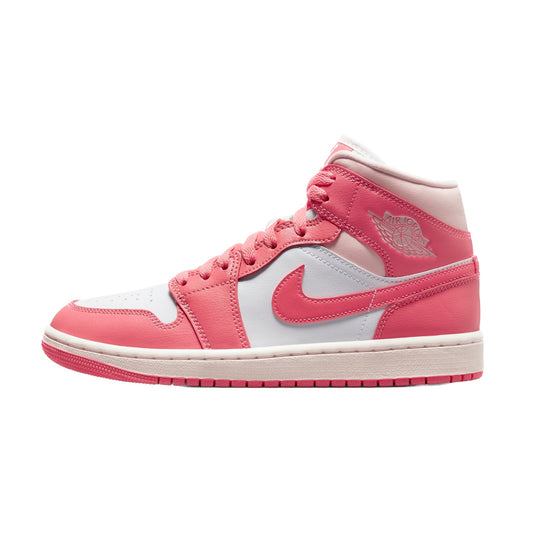 Women's Air Jordan 1 Mid Strawberries and Cream White Sea Coral Atmosphere Sail