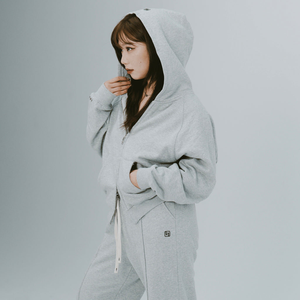 LEBEL Double Zipper Hoodie Grey