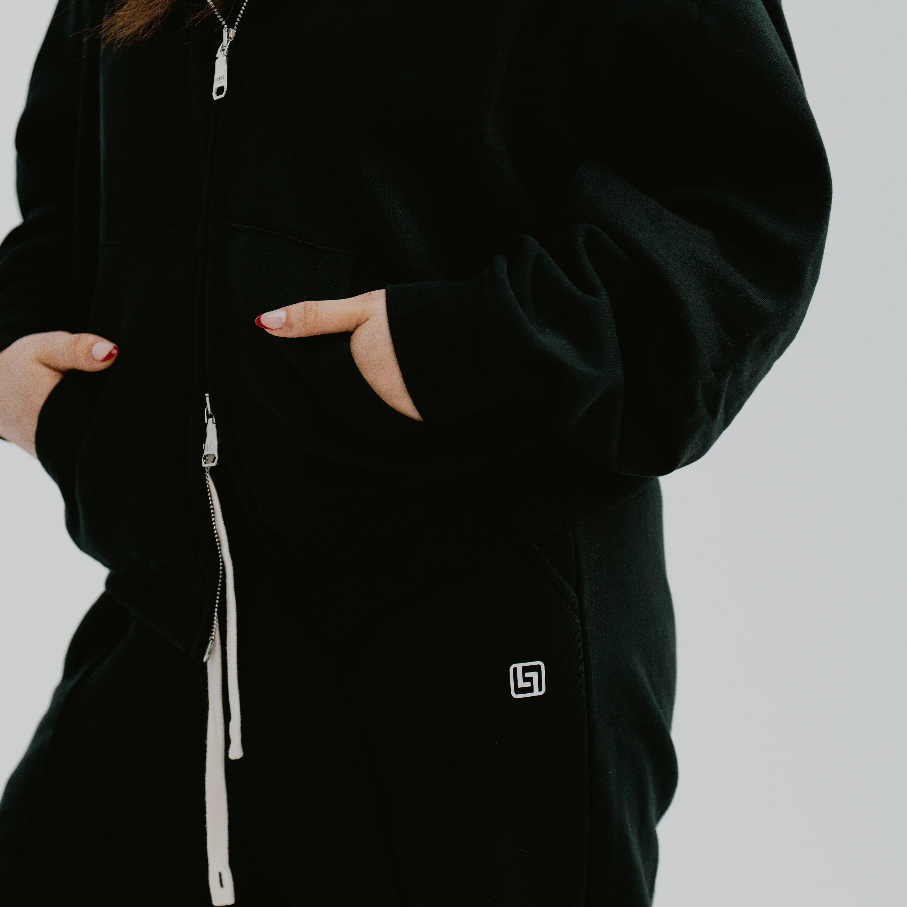 LEBEL Double Zipper Hoodie Black