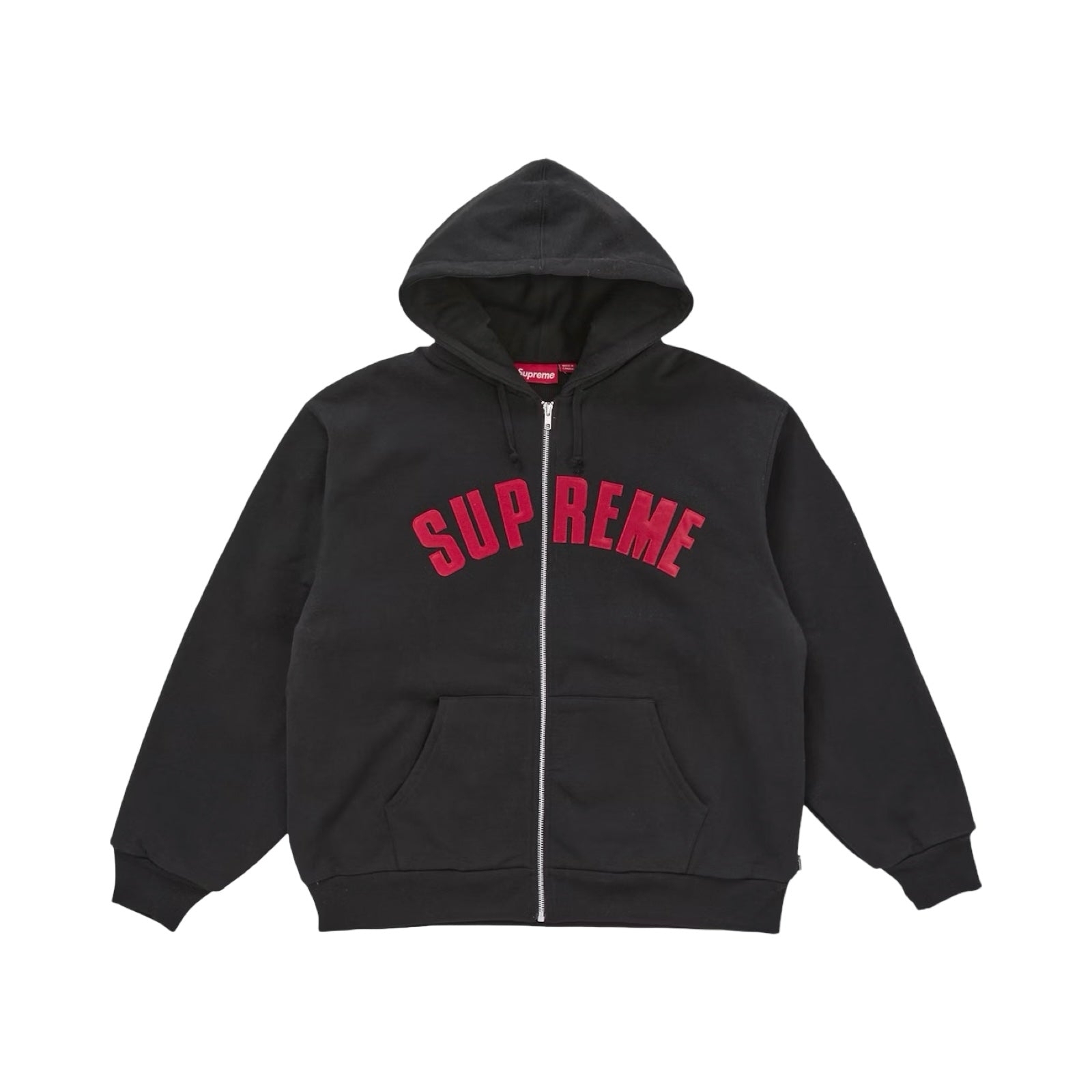 Supreme FW25 Arc Thermal Lined Zip Up Hooded Sweatshirt Black Red