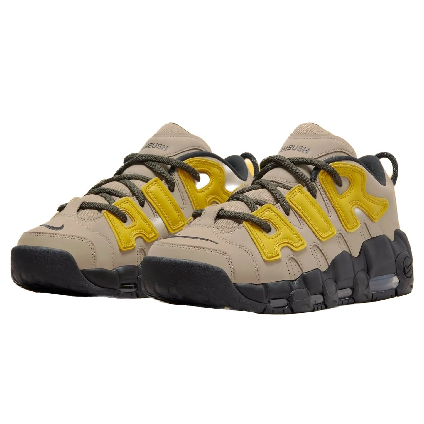 Nike Air More Uptempo Low AMBUSH Vivid Sulfur Limestone Black Flat Pewter