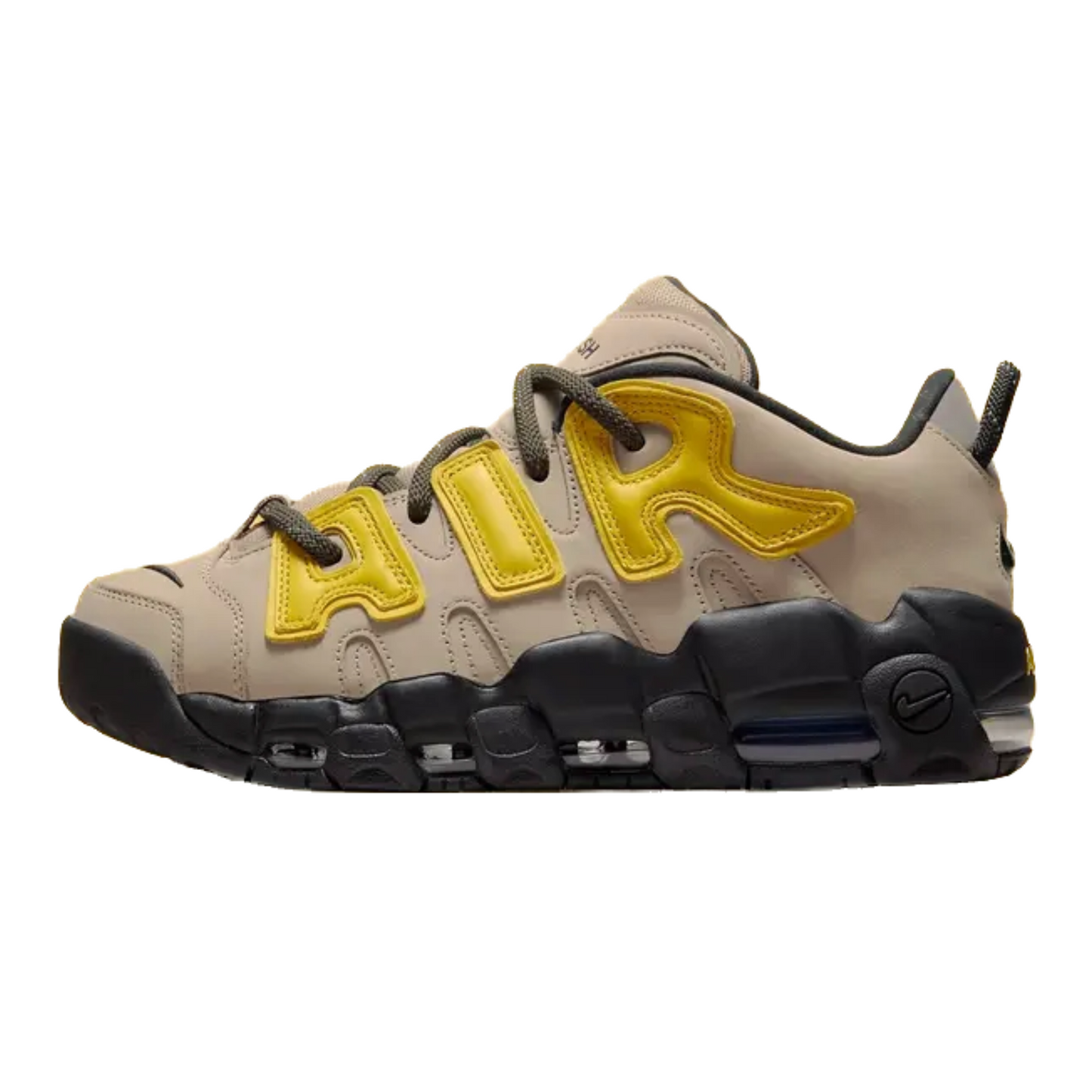 Nike Air More Uptempo Low AMBUSH Vivid Sulfur Limestone Black Flat Pewter