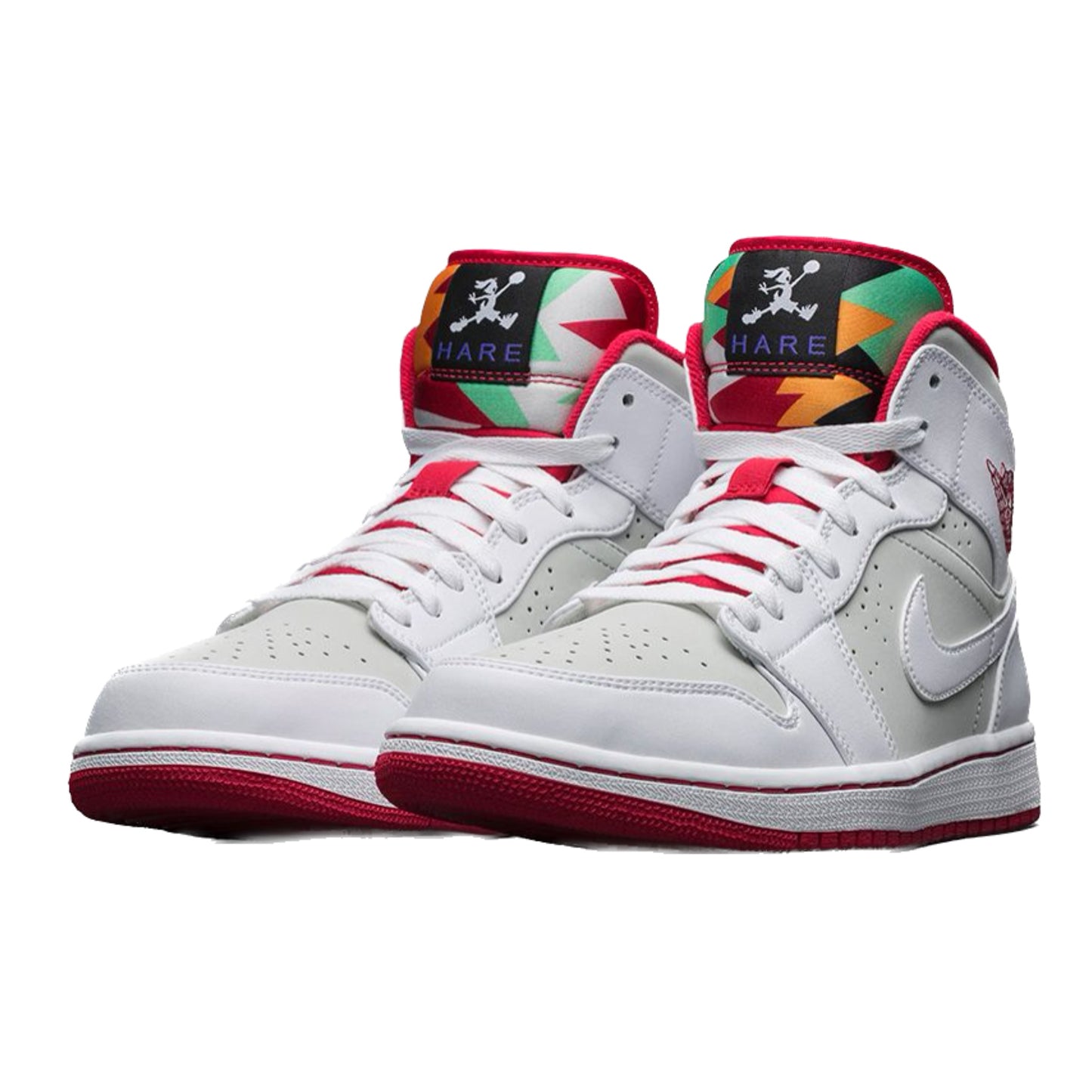 Air Jordan 1 Mid Retro Hare White True Red Light Silver Black