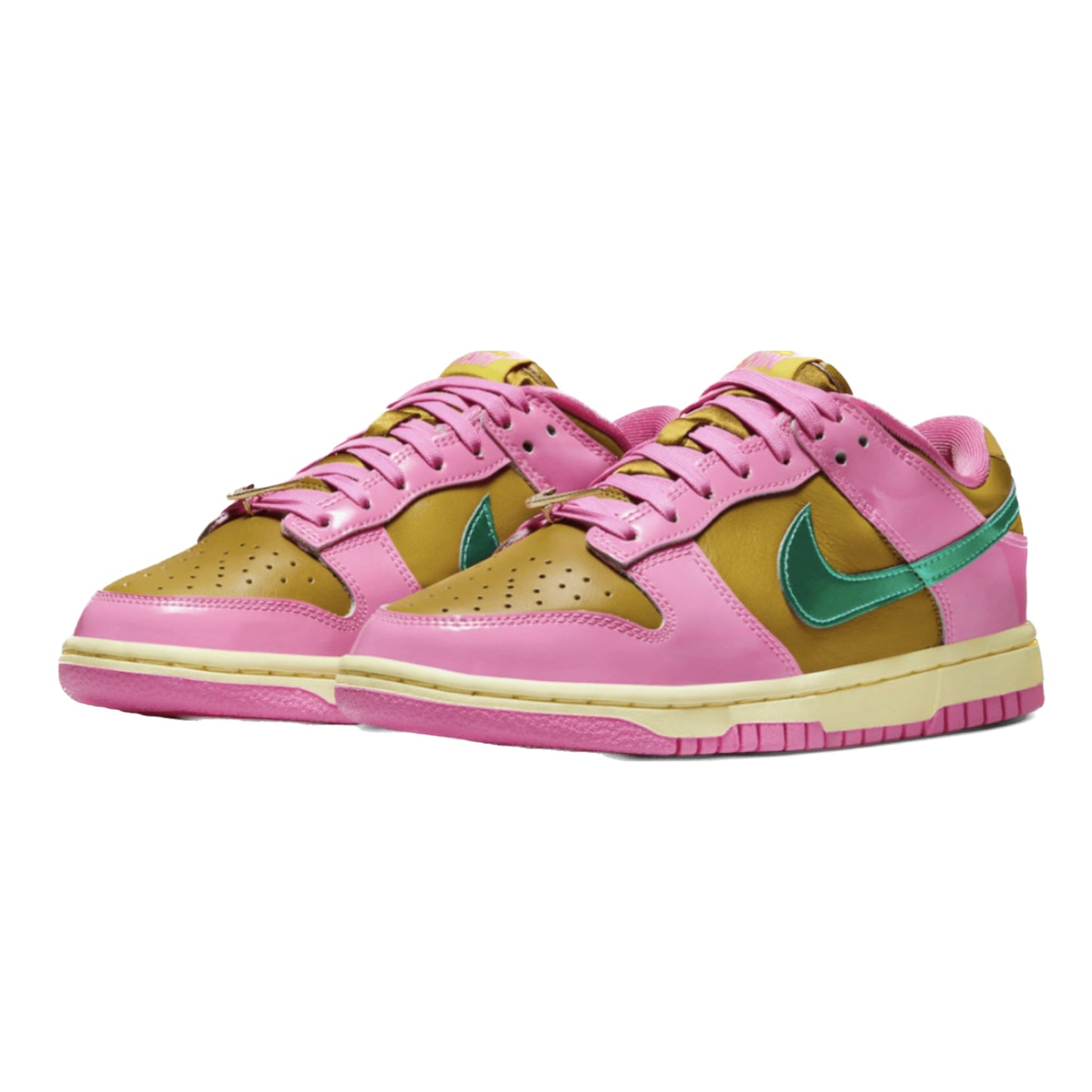 Women's Nike Dunk Low QA Parris Goebel Playful Pink Multi Color Bronzine Clear Jade Luminous Green