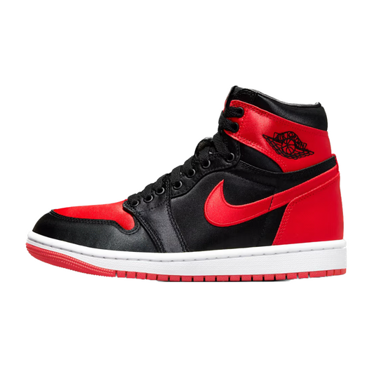 Women's Jordan 1 Retro High OG Satin Bred Black University Red White