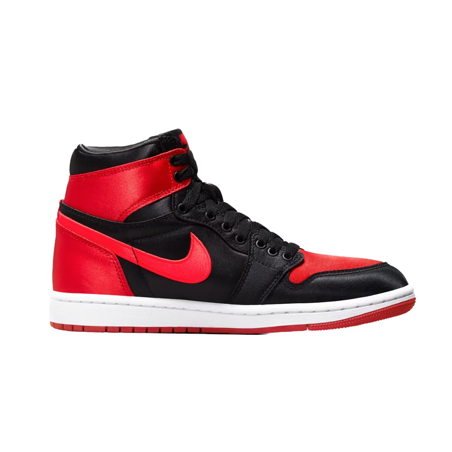 Women's Jordan 1 Retro High OG Satin Bred Black University Red White