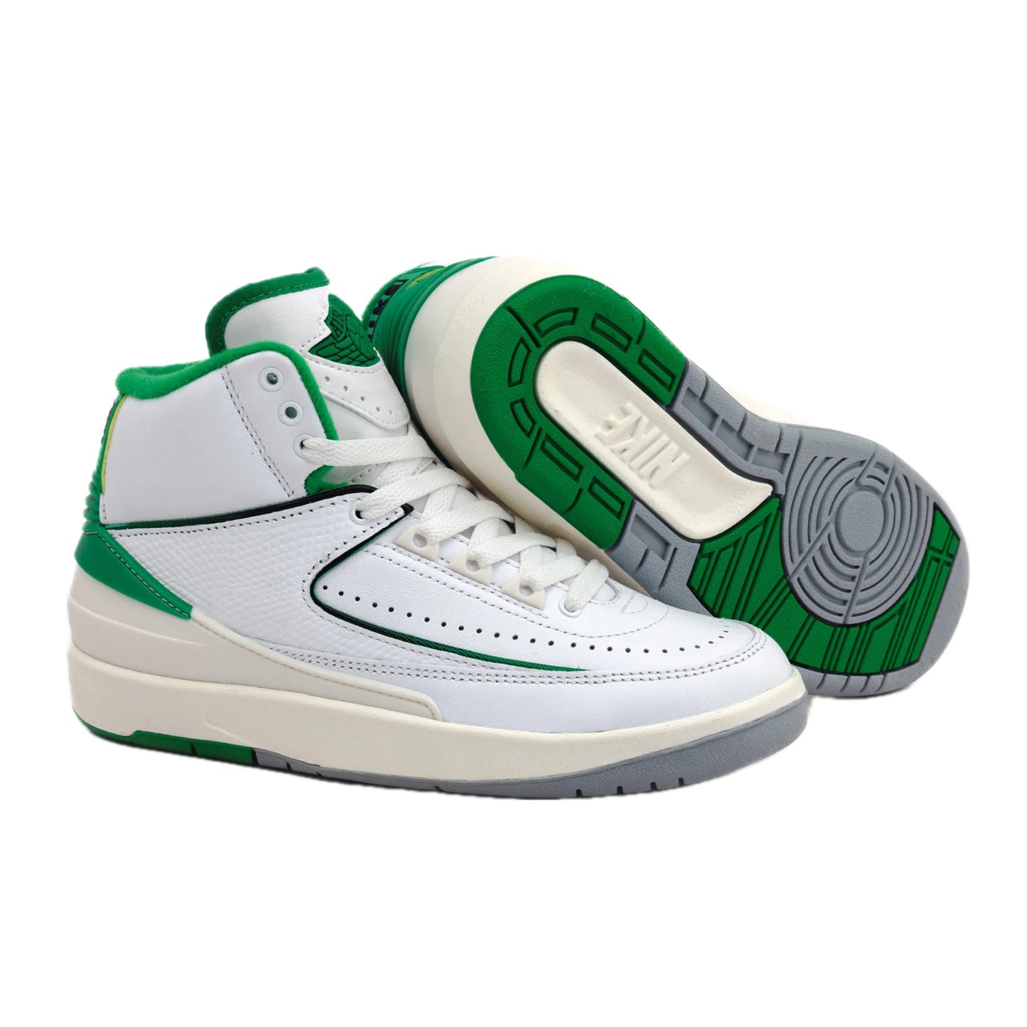 Air Jordan 2 Retro (GS) Lucky Green White Sail Light Steel Grey