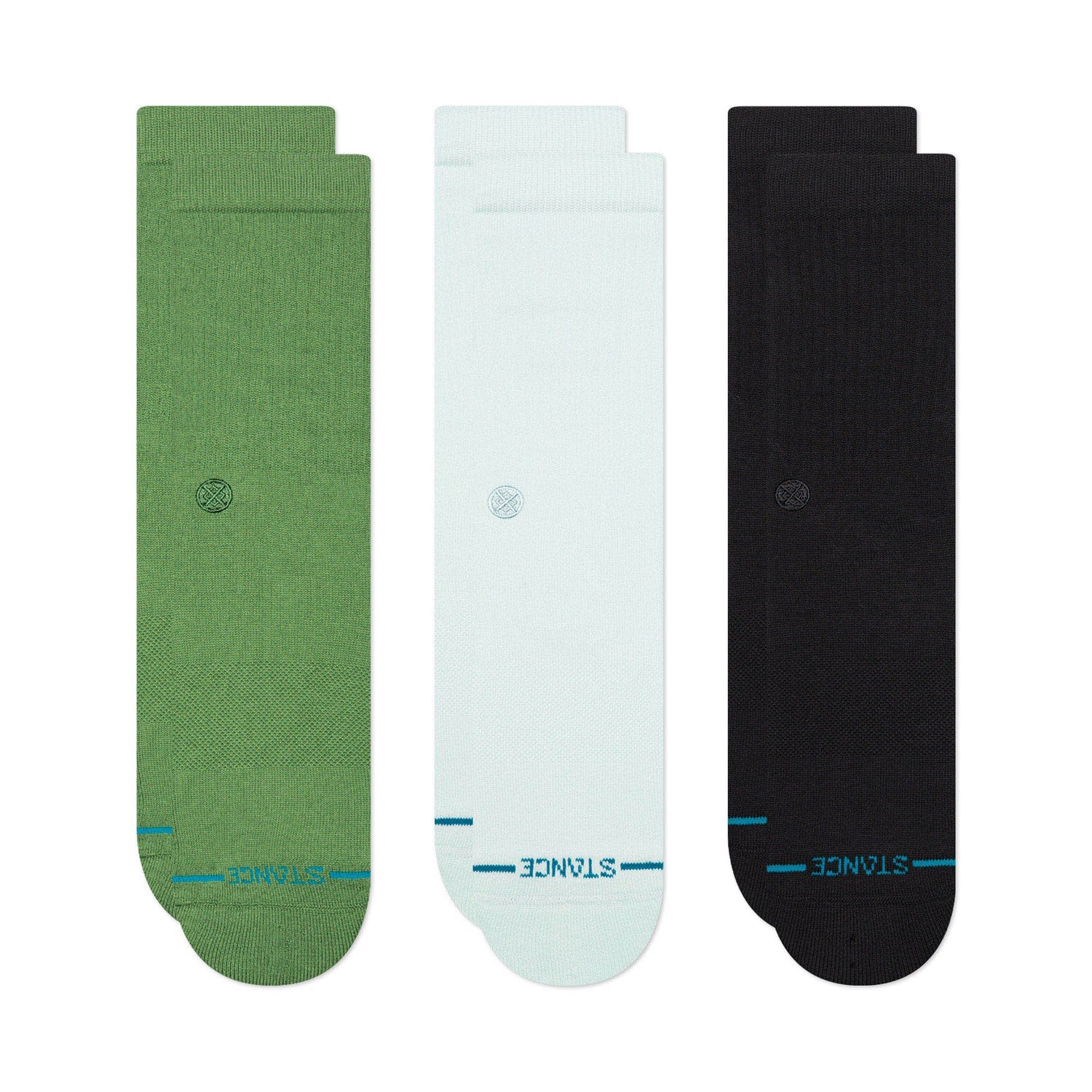 Stance Icon Socks 3 Pack Multi Green / Ice Blue / Black