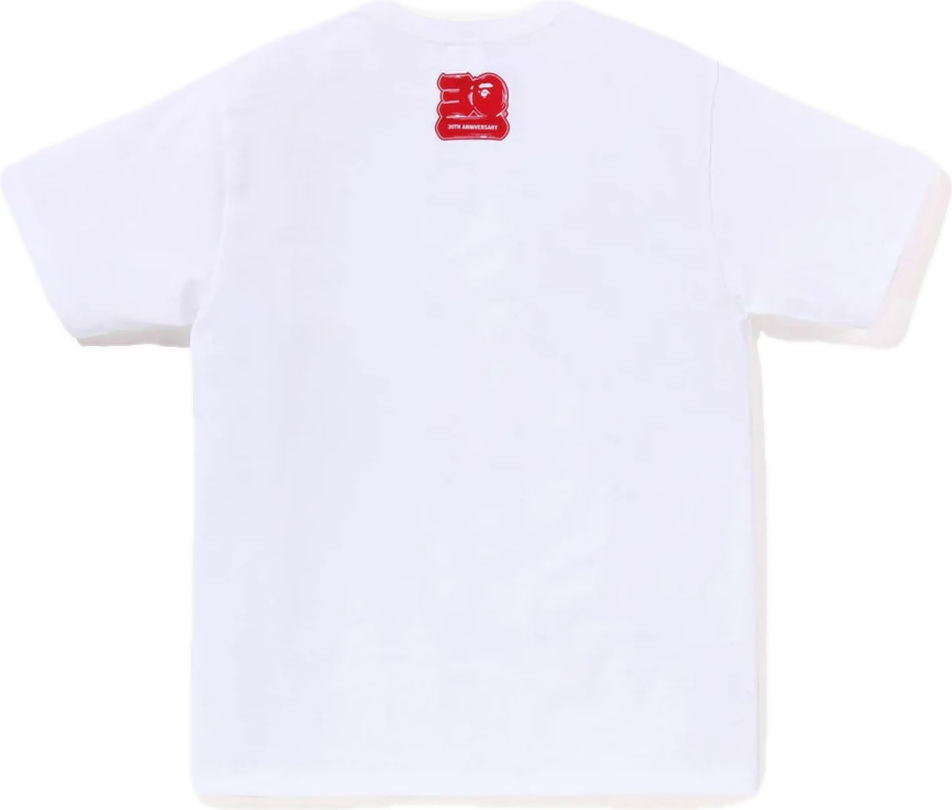 A Bathing Ape Bape 30th Anniversary Big Ape Head Tee White Red