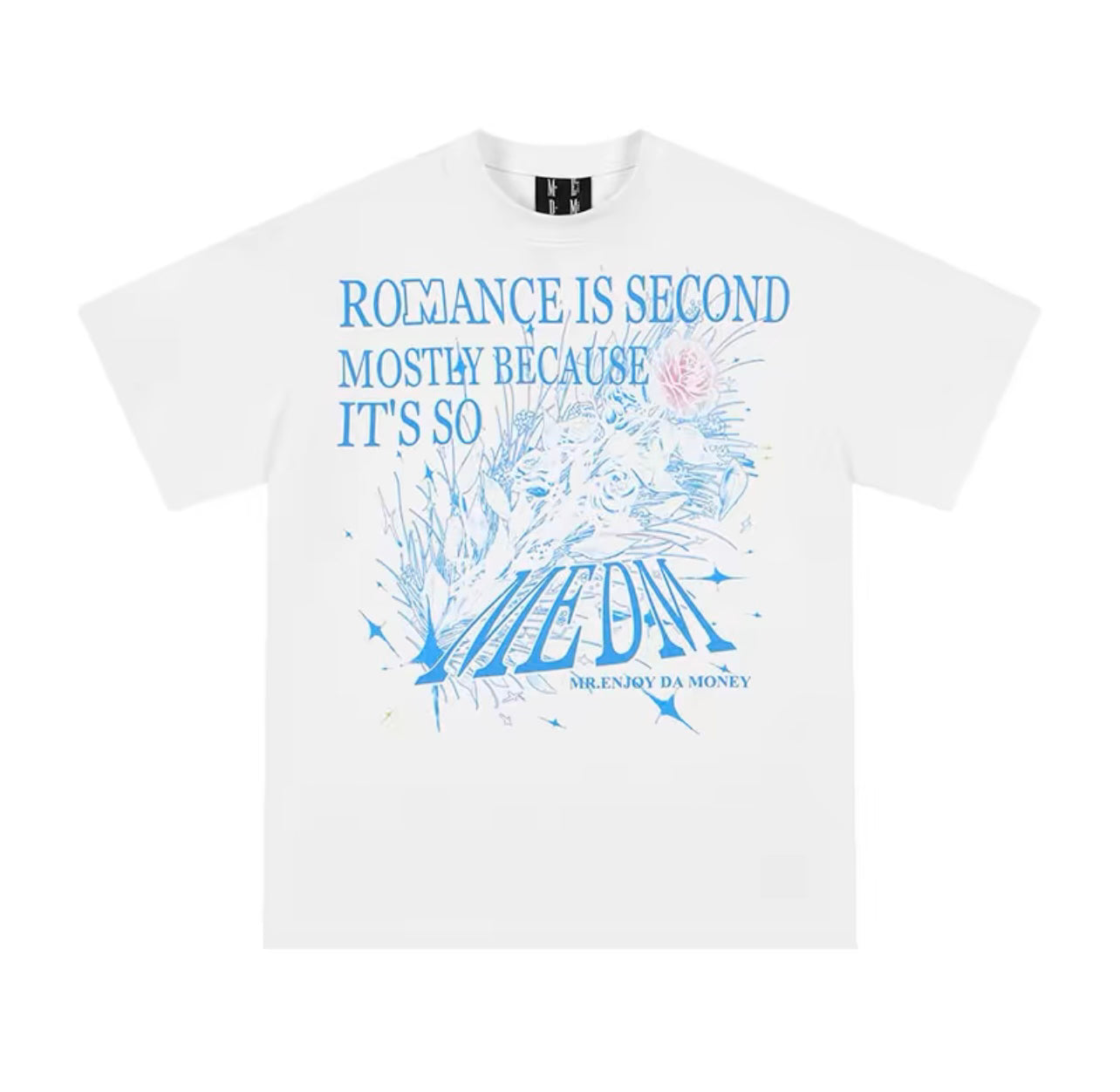 Mr Enjoy Da Money Crystal Rose Tee White