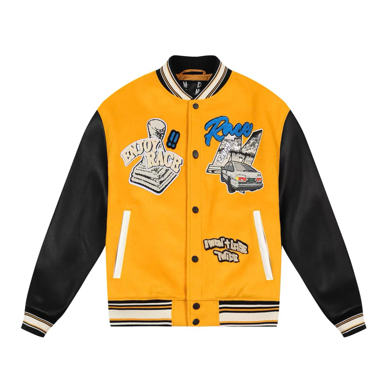 Mr Enjoy Da Money Initial D Ae86 Varsity Racing Jacket Yellow Black