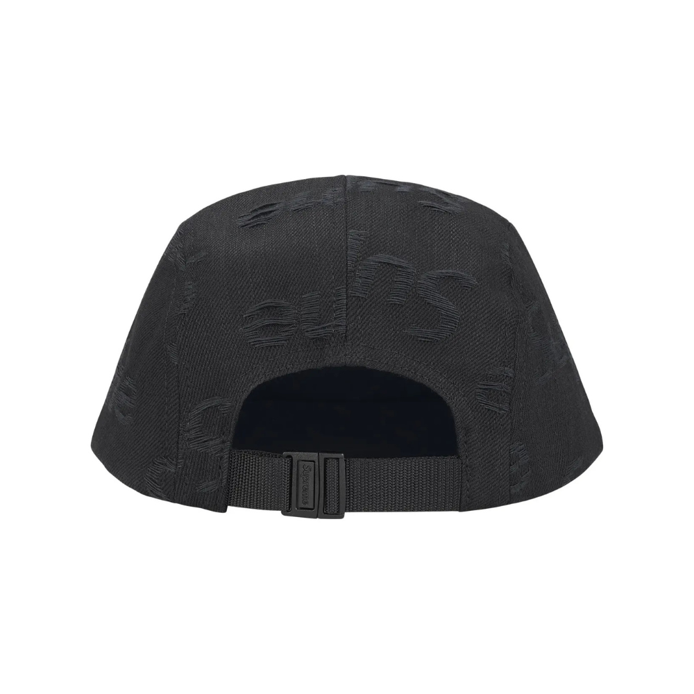 Supreme Jacquard Logo Denim Camp Cap Black