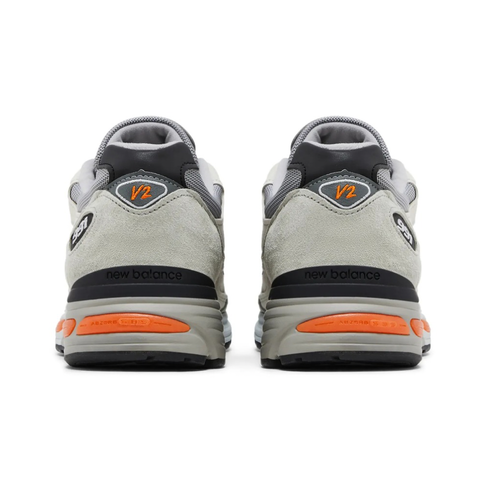 New Balance 991v2 MiUK Pelican Grey Orange Abbey Stone Persimmon Orange