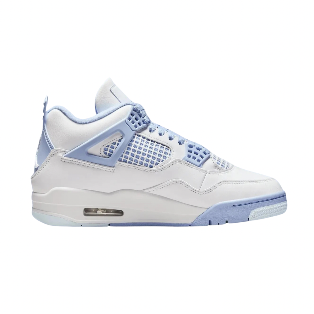 Women's Air Jordan 4 Retro Forget Me Not White Aluminum Blue Tint Oil Green