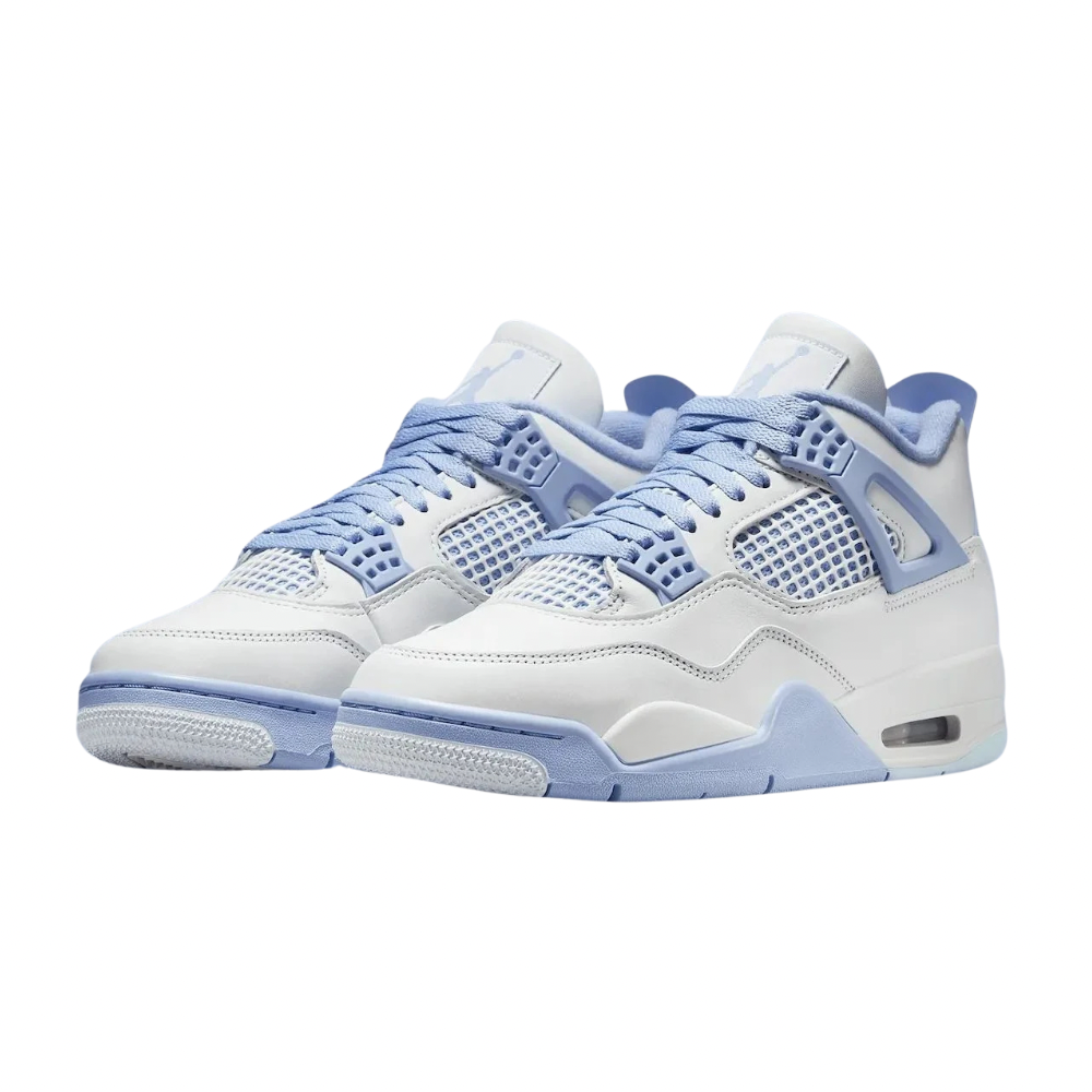 Women's Air Jordan 4 Retro Forget Me Not White Aluminum Blue Tint Oil Green