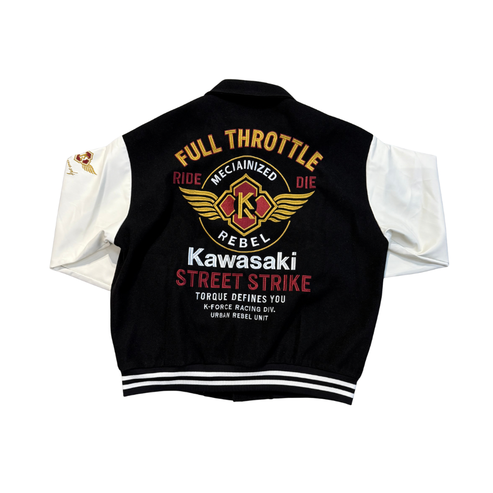 Kawasaki Full Throttle Varsity Jacket Black White
