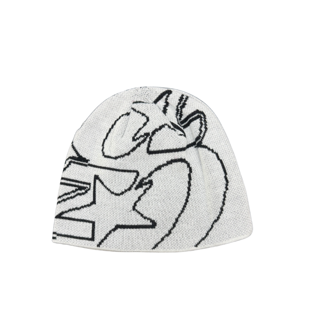 OZMNL Two Tone Beanie White Black