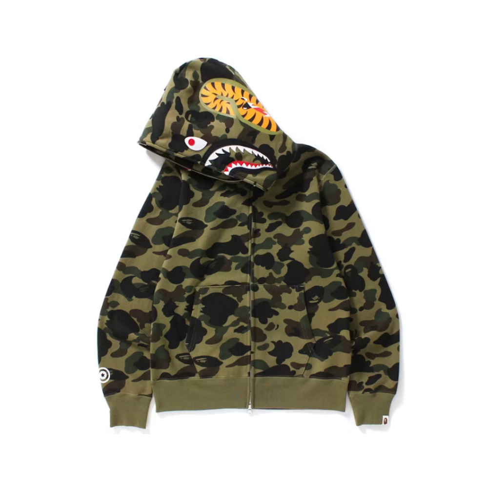 A Bathing Ape 1st Camo Shark Full Zip Hoodie Green