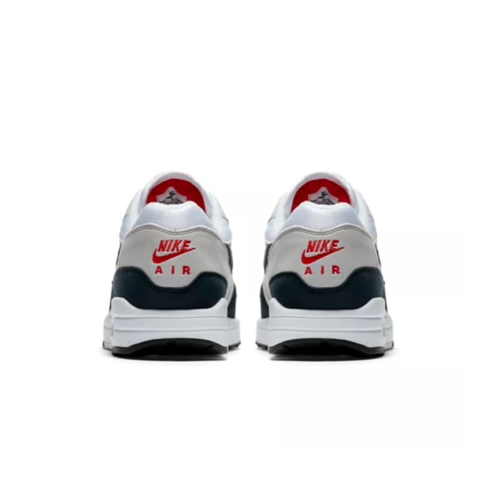 Air Max 1 "Anniversary" White Dark Obsidian University Red